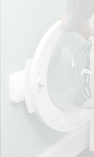 A washing machine door open and hitting a wall A washing machine door open and hitting a wall